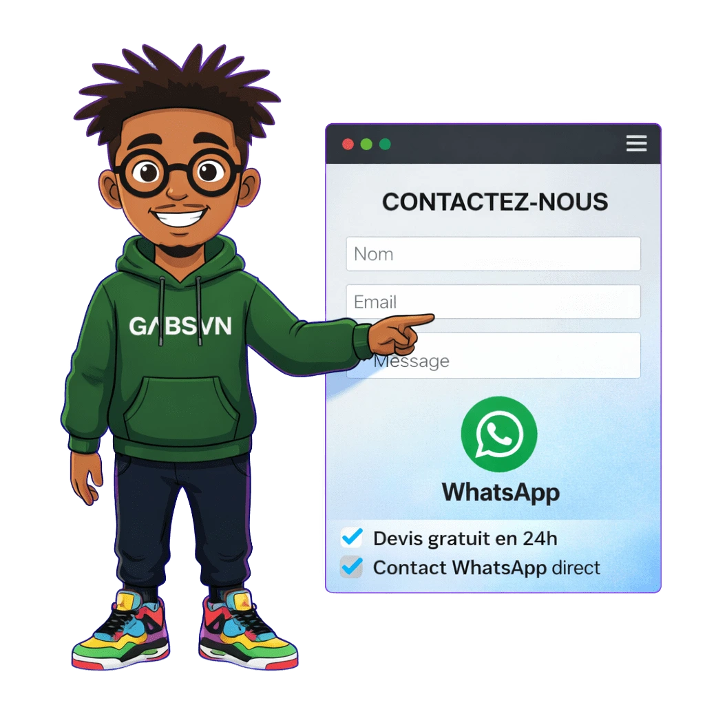 Mascotte GΛBSVN invitant à contacter pour une optimisation SEO à Genève