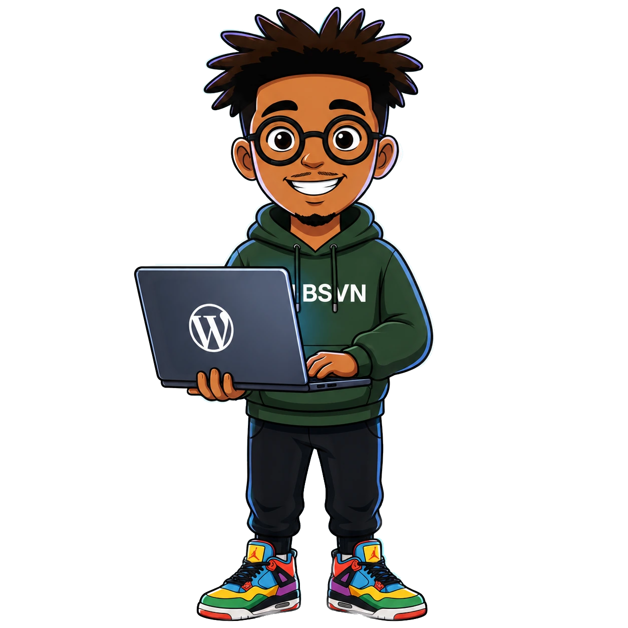 Mascotte GΛBSVN créant un site WordPress premium à Genève