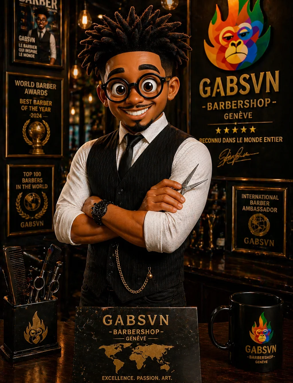 Démonstration site web premium barbershop Genève par GΛBSVN