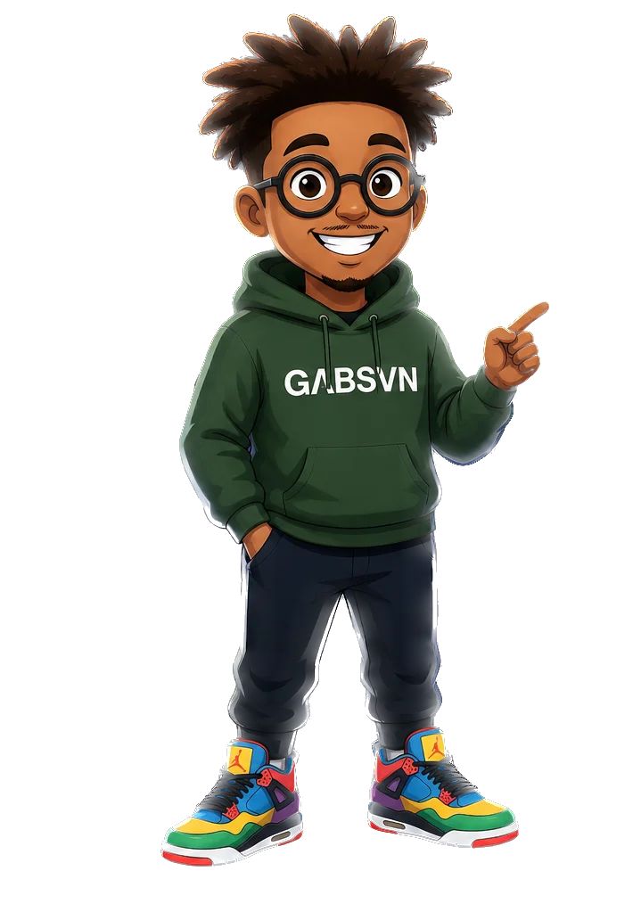 Mascotte GΛBSVN présentant une plateforme sociale responsive mobile et desktop