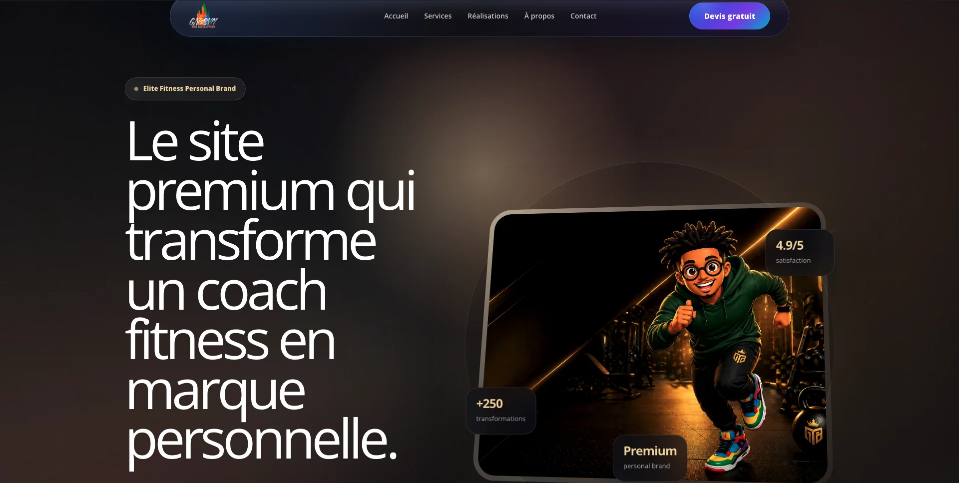Capture réelle du projet Elite Fitness Personal Brand